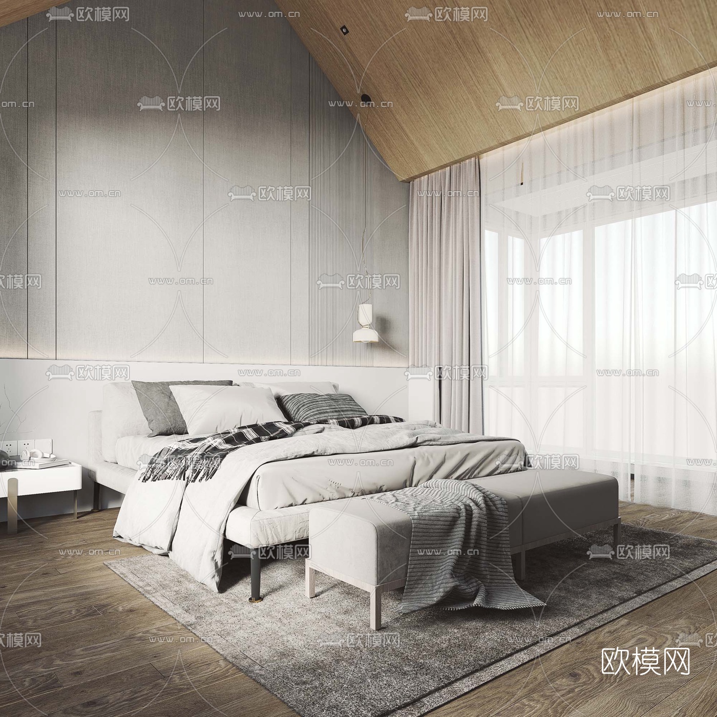 北欧酒店客房3d模型下载（渲染图1）