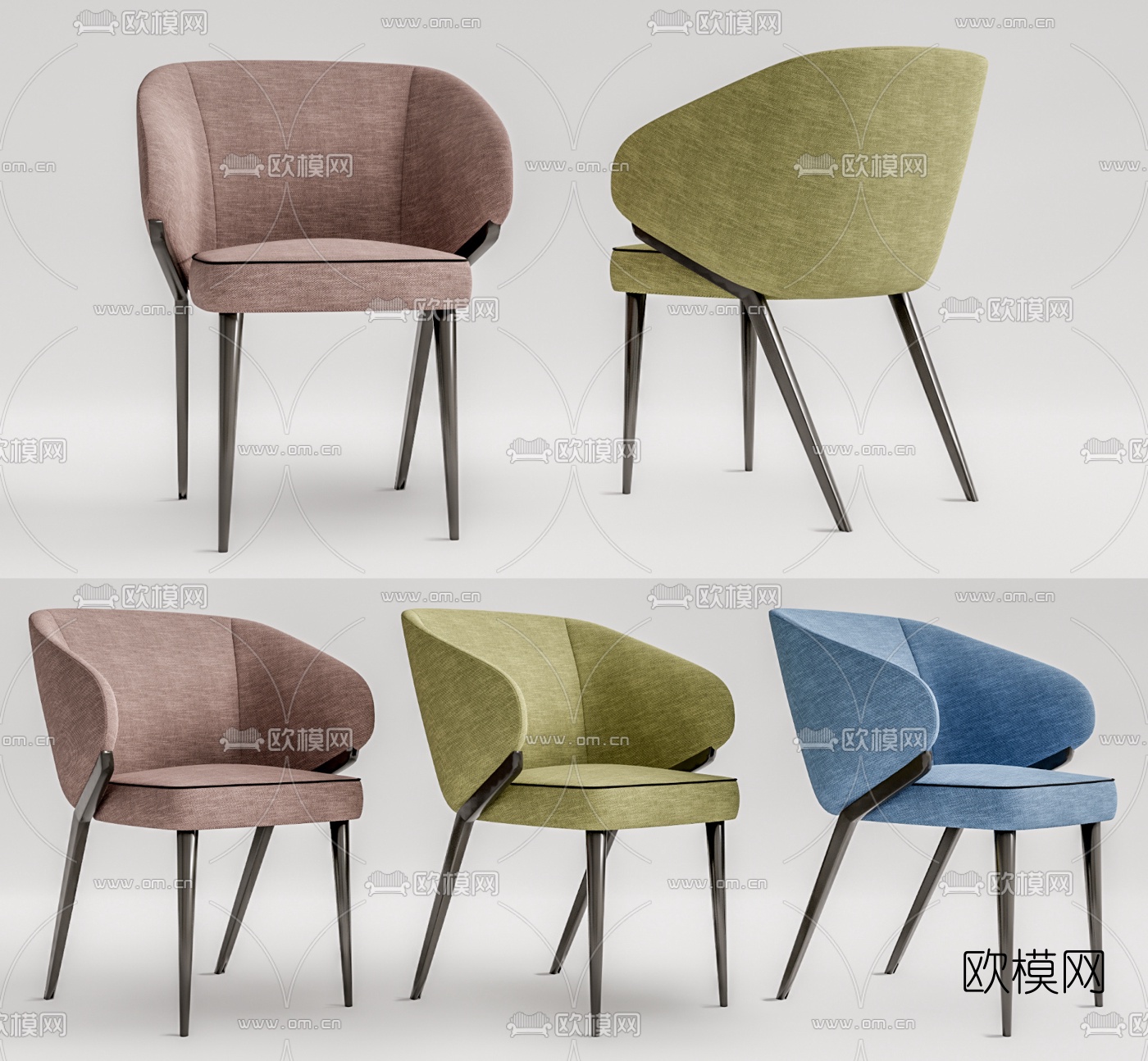 现代布艺休闲椅su模型下载（渲染图1）