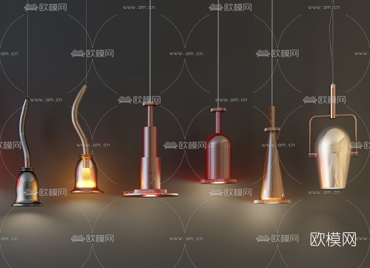 现代时尚小吊灯组合3D模型