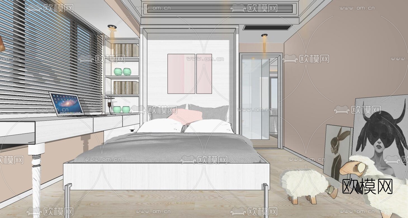 北欧客餐厅su模型下载（渲染图8）