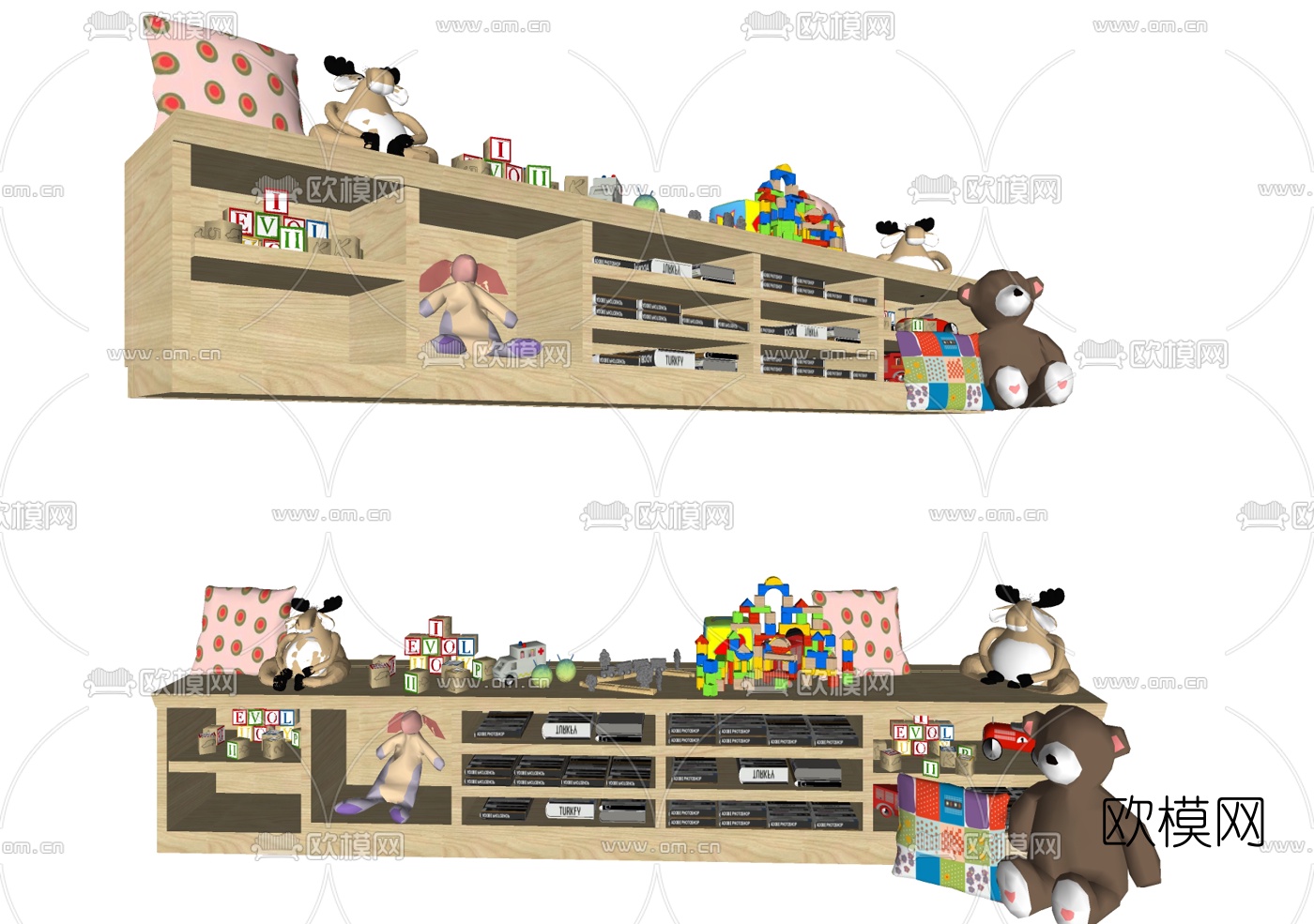 现代儿童玩具摆饰柜su模型下载