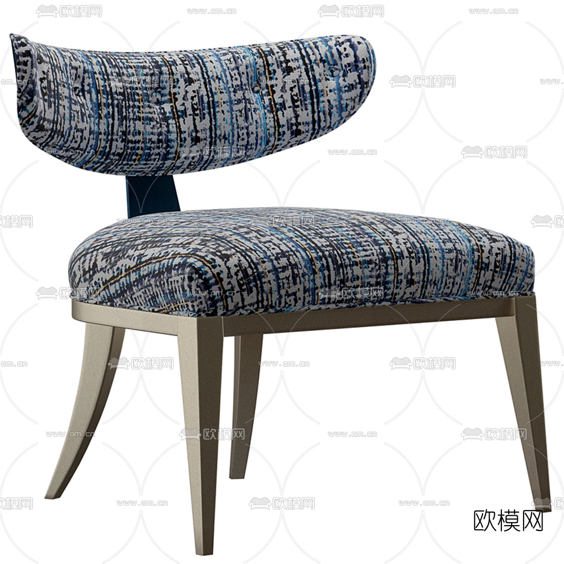 现代布艺休闲椅3d模型下载（渲染图2）