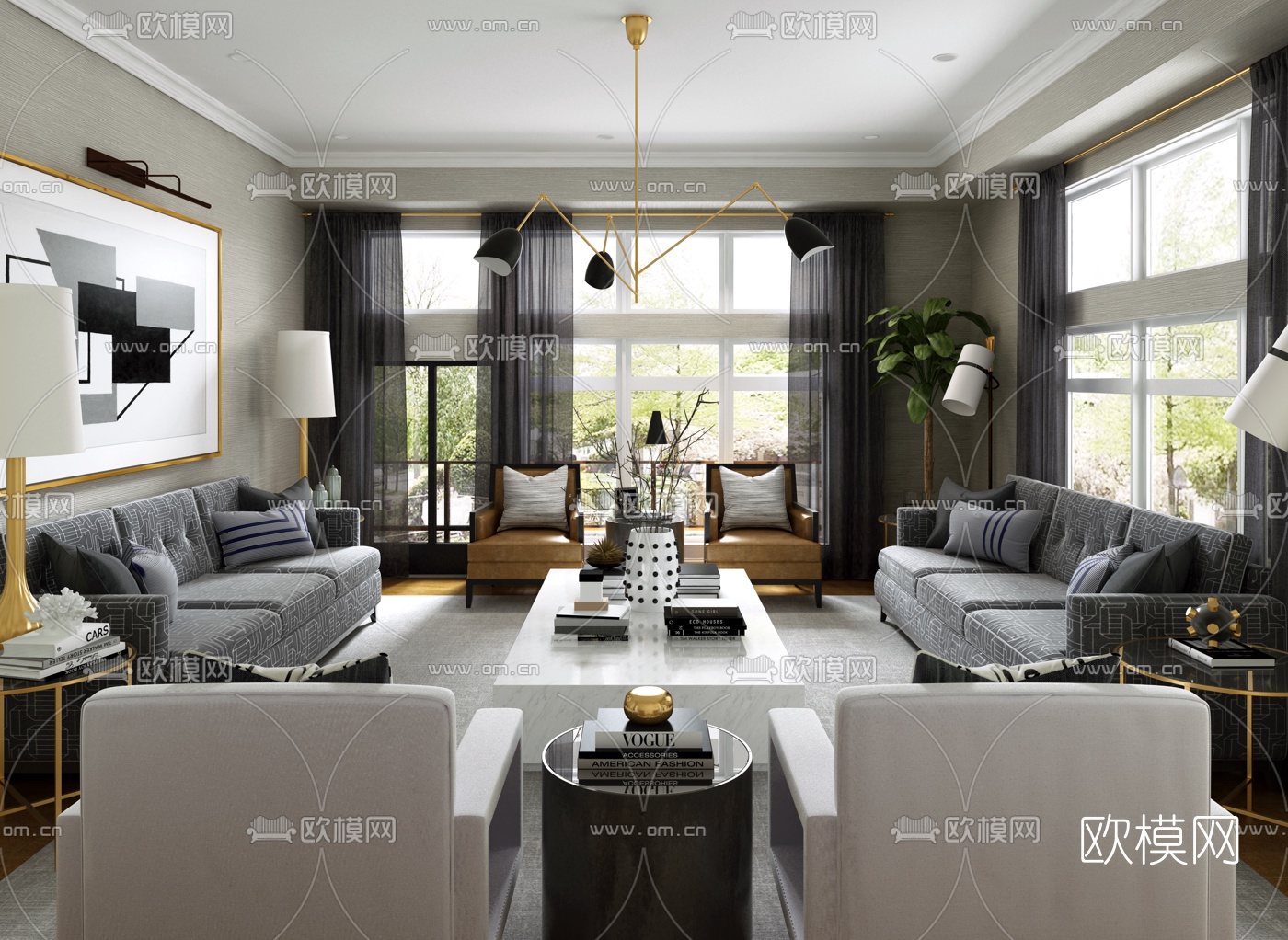 Atmosphere 设计 现代客厅3D模型下载