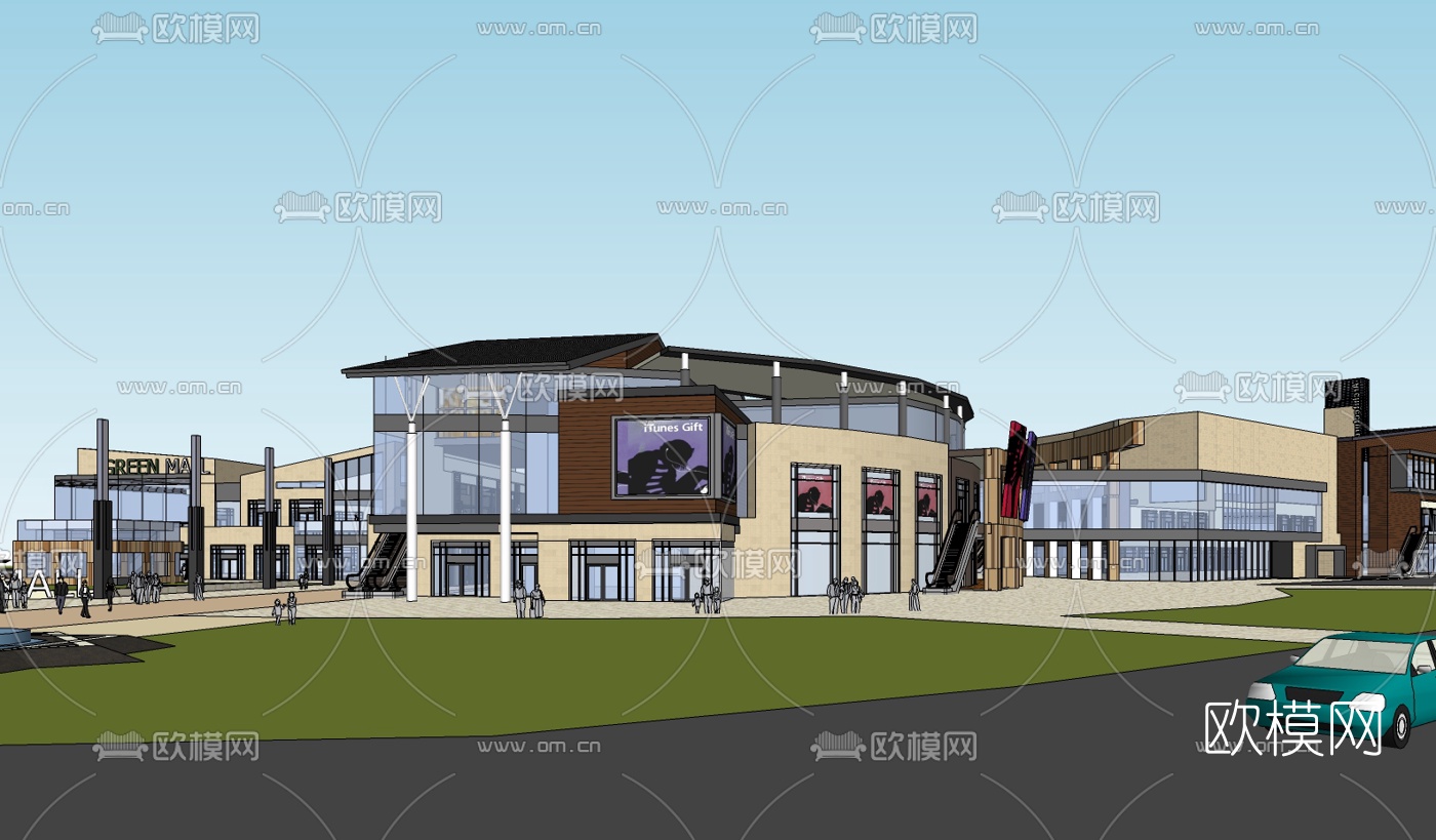 现代商业购物中心su模型下载（渲染图2）
