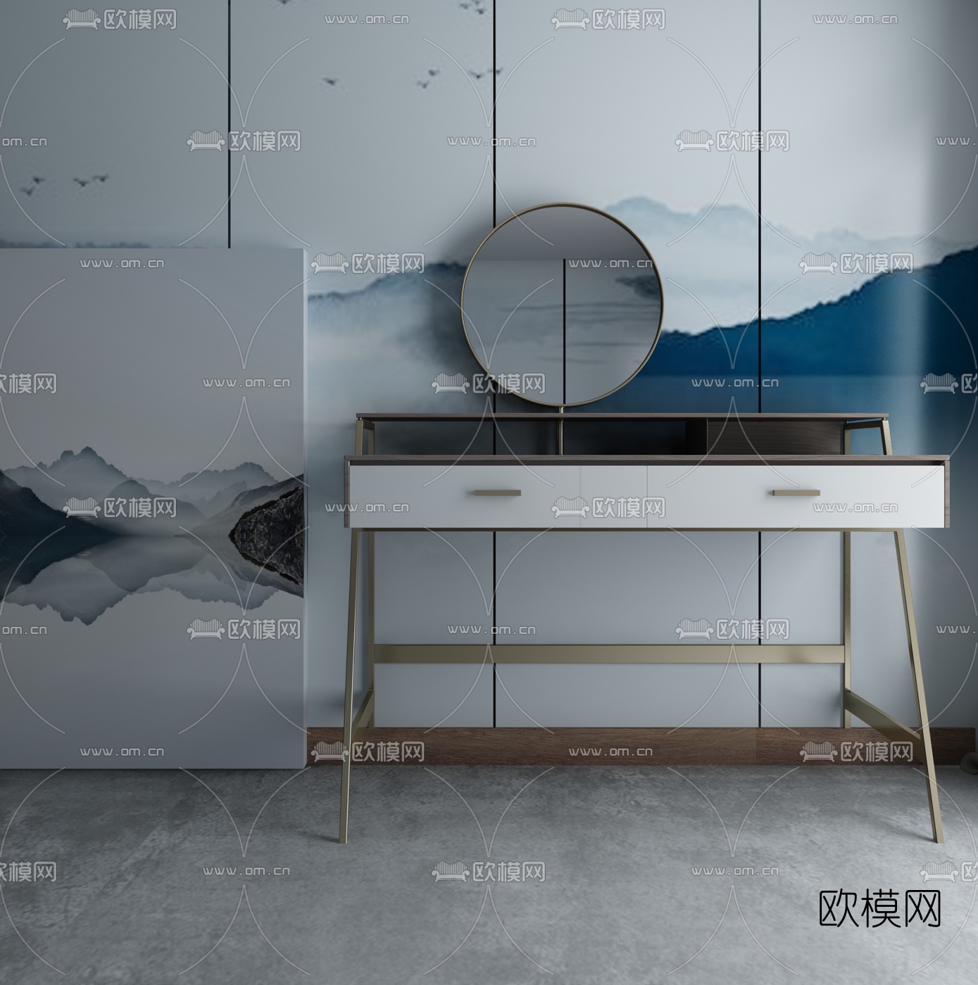 新中式梳妆台3D模型