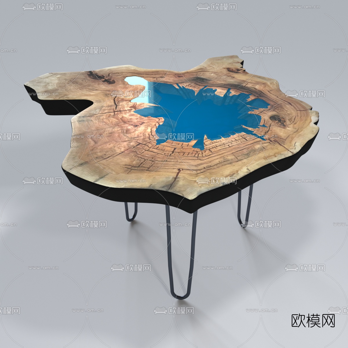 自然风原木茶几3d模型下载（渲染图1）