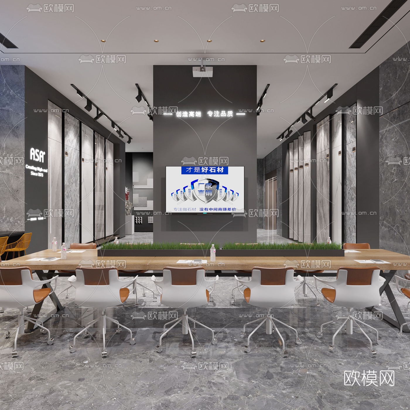 现代瓷砖石材展厅3d模型