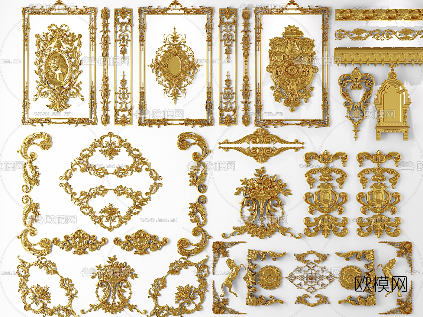 简欧金属角线雕花3d模型下载