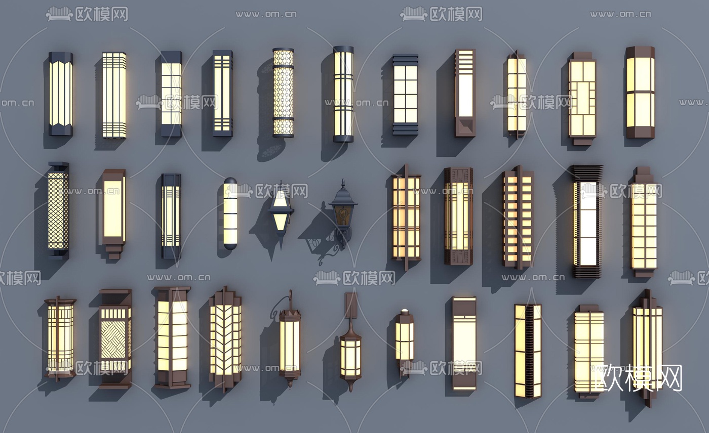 新中式壁灯3d模型