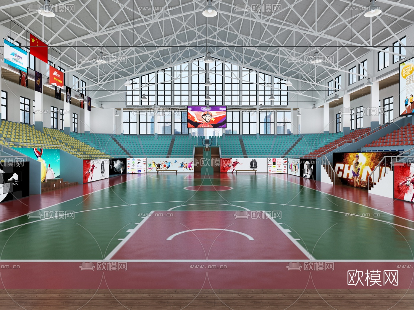 现代篮球馆3d模型下载（渲染图1）