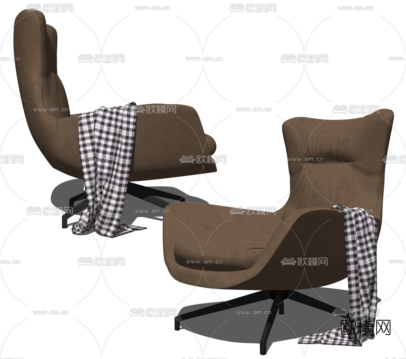 现代皮革休闲椅su模型