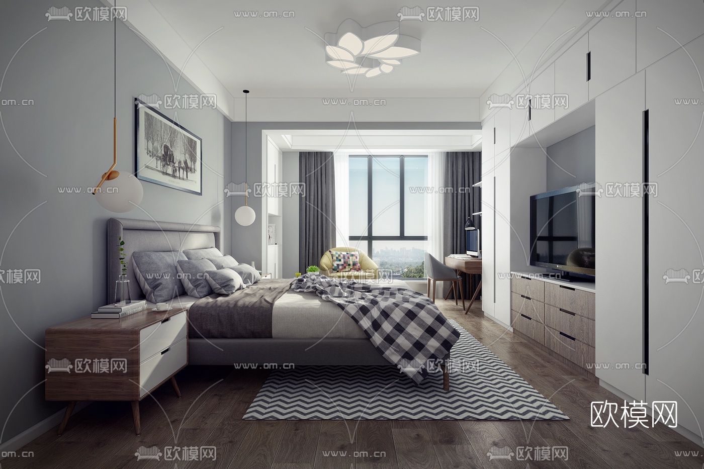 北欧卧室3D模型
