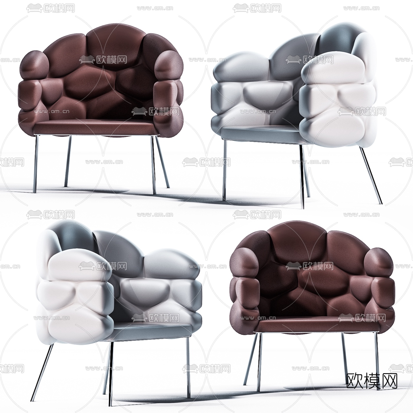 后现代皮革休闲椅3d模型下载