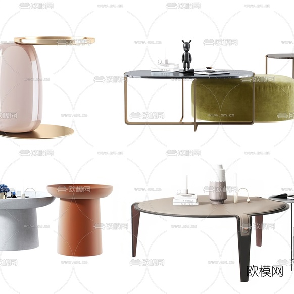 现代轻奢茶几边几3d模型下载