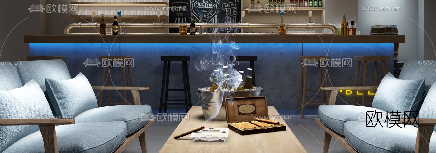 现代酒吧清吧3d模型