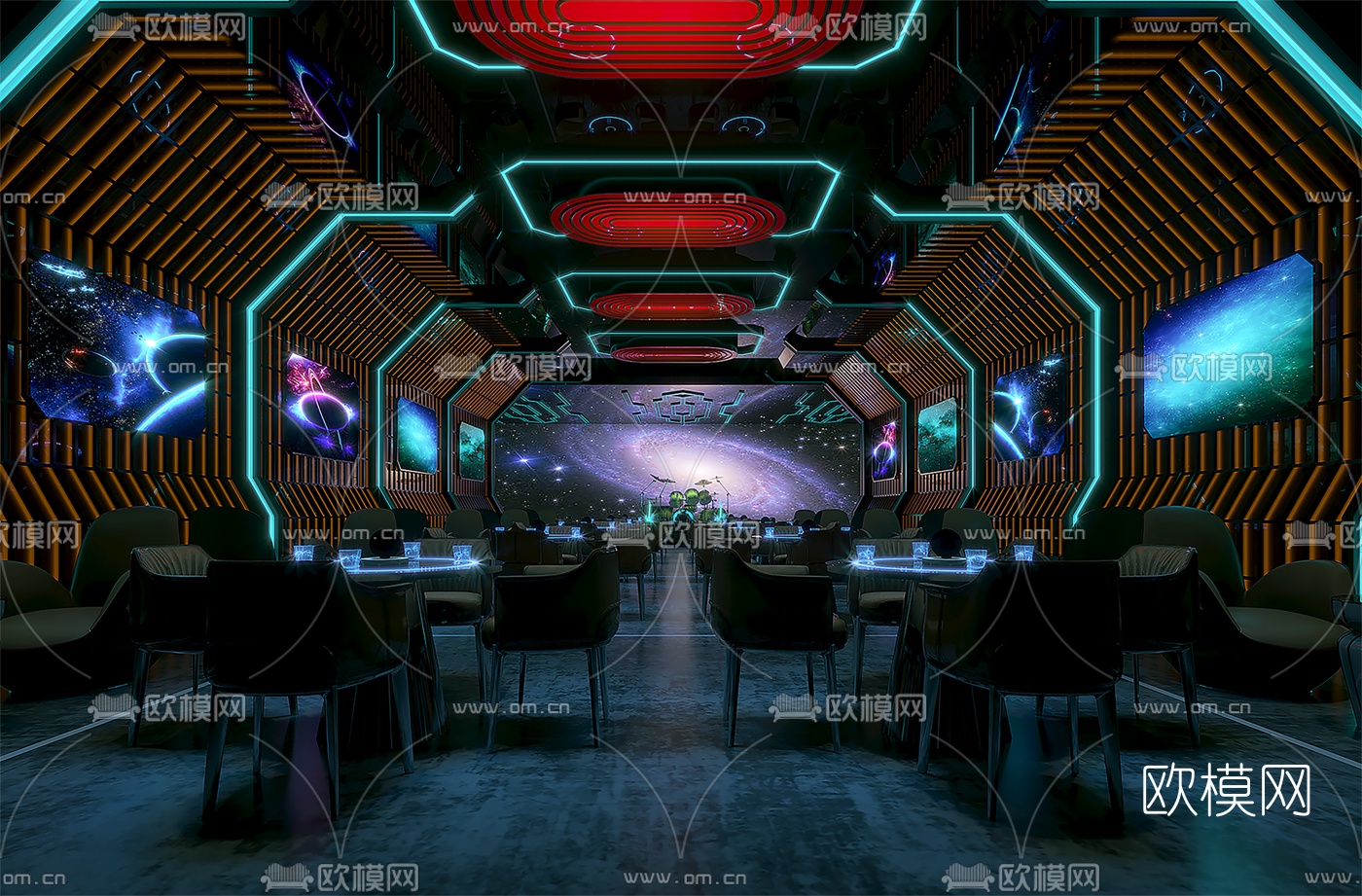 现代科技风酒吧3d模型下载