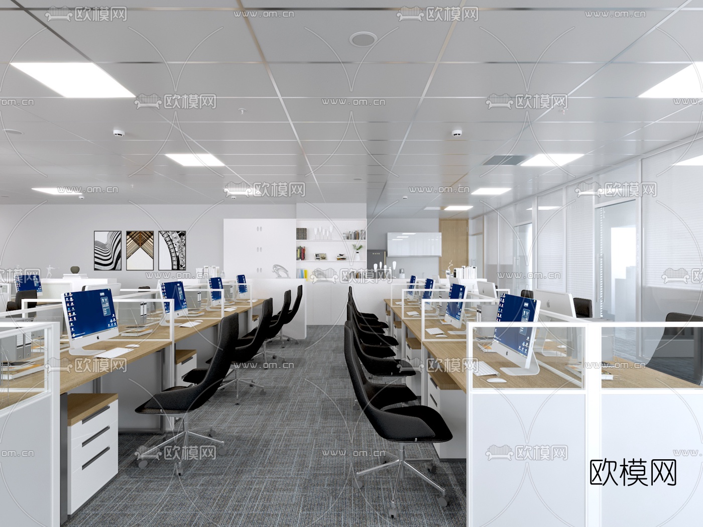 现代办公区3d模型