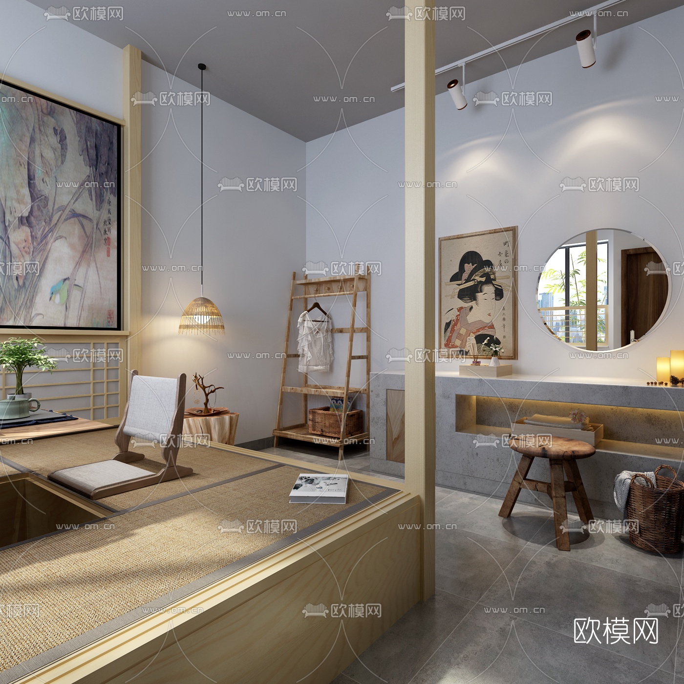 日式榻榻米休闲室3D模型