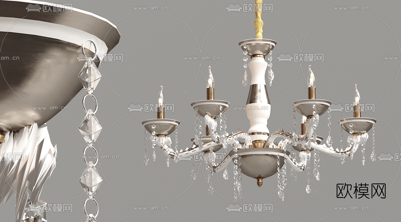 欧式金属烛台吊灯3d模型下载