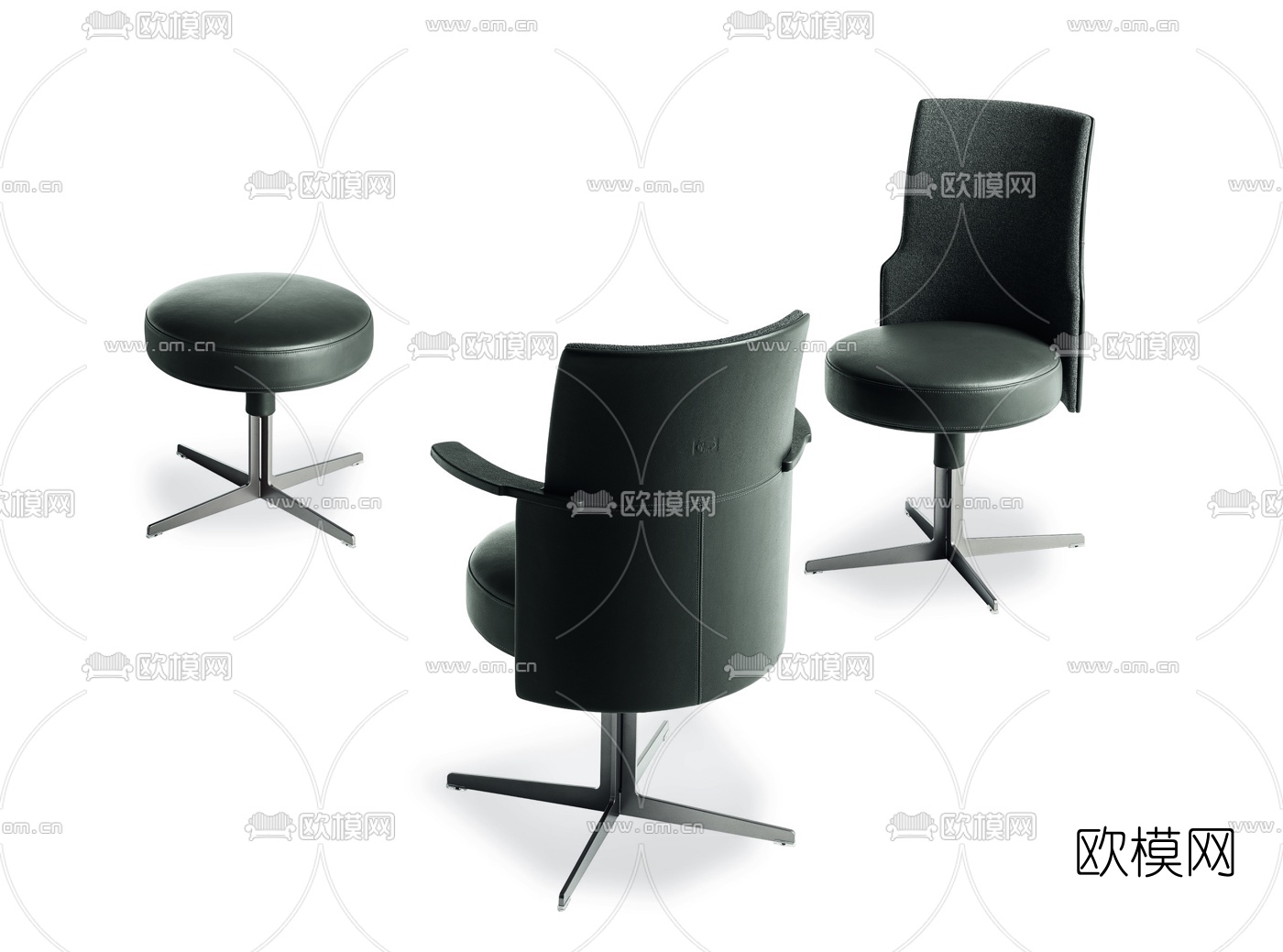 现代皮革办公椅3d模型下载