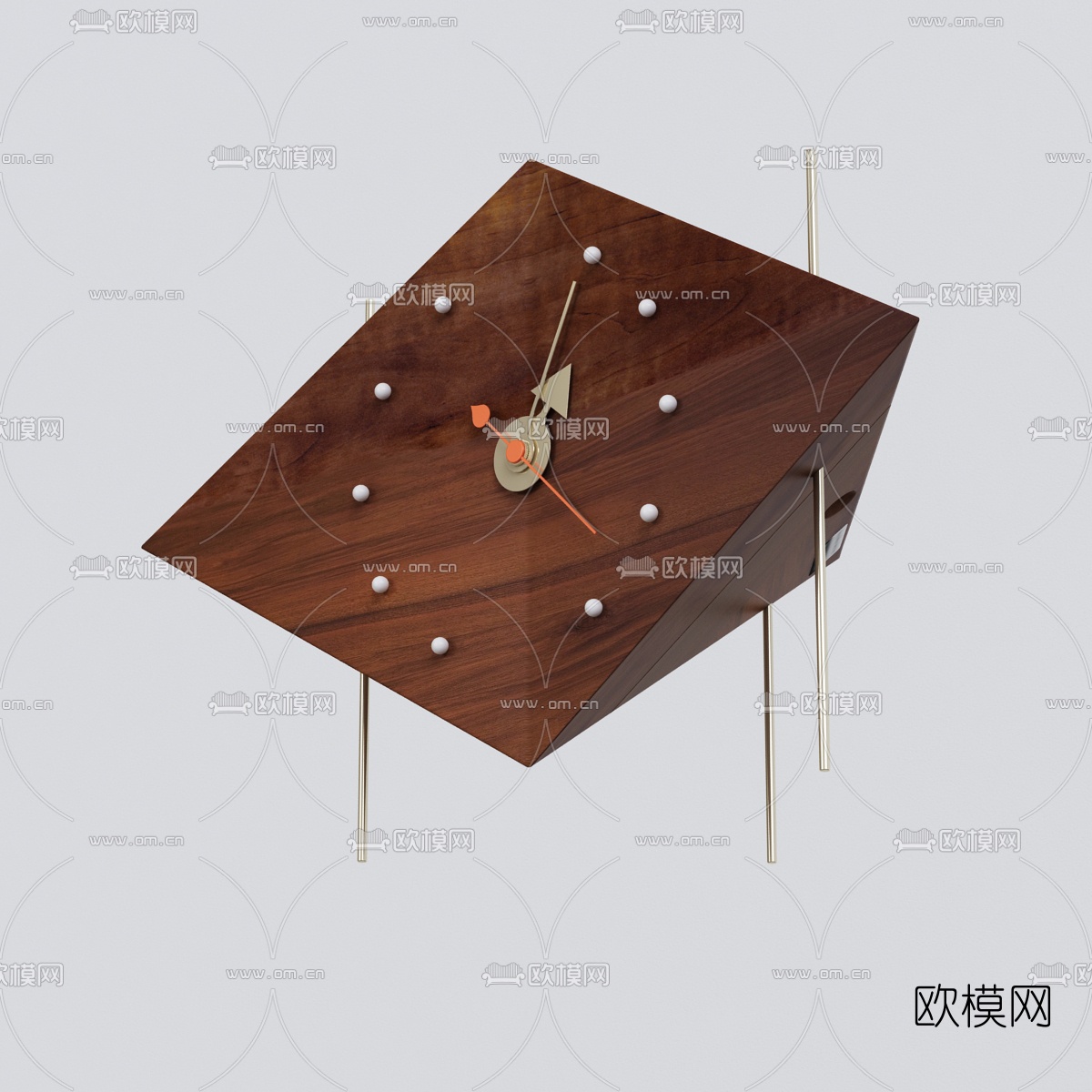 北欧木质时钟3d模型