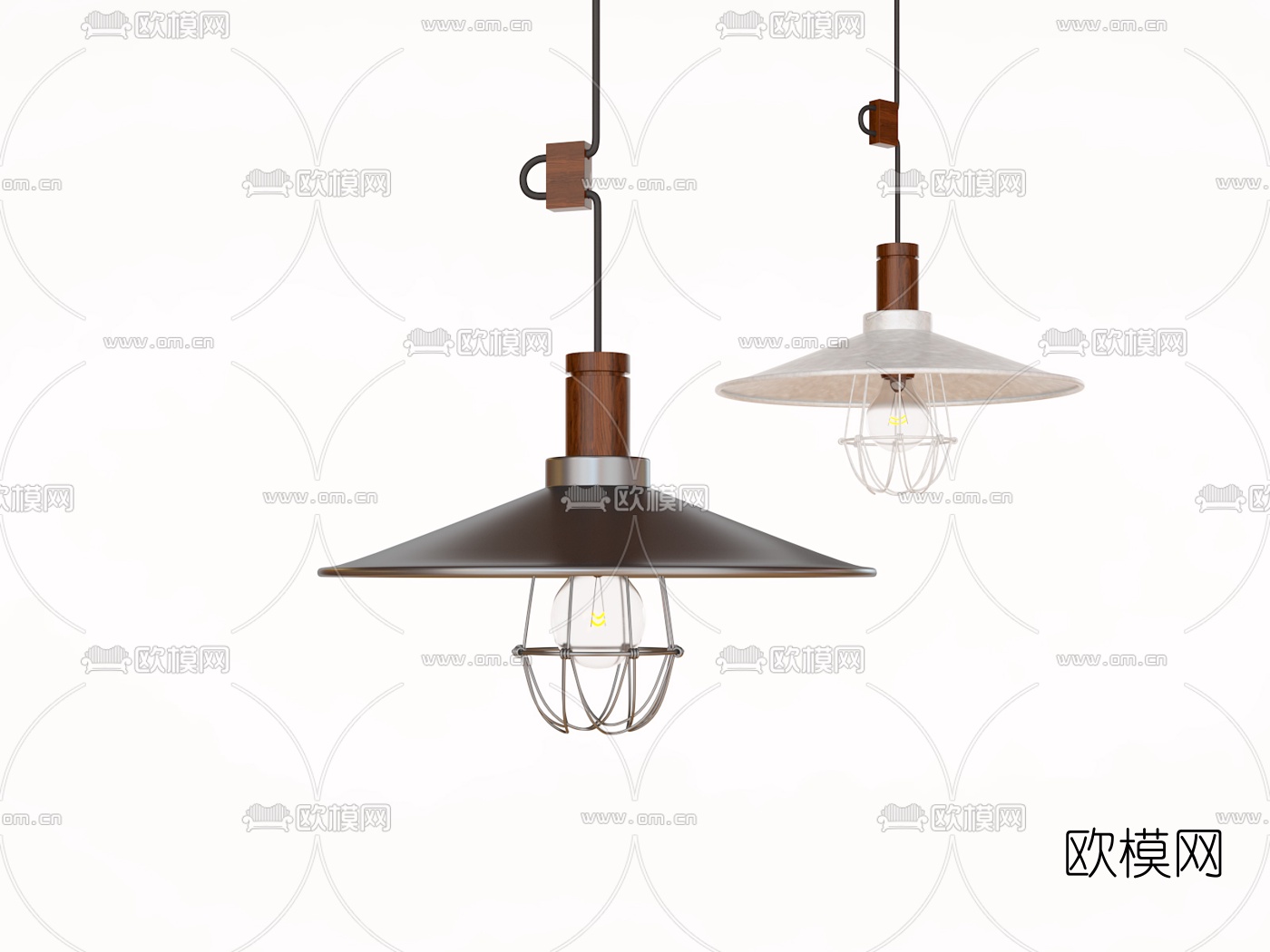 工业风铁艺小吊灯3d模型下载