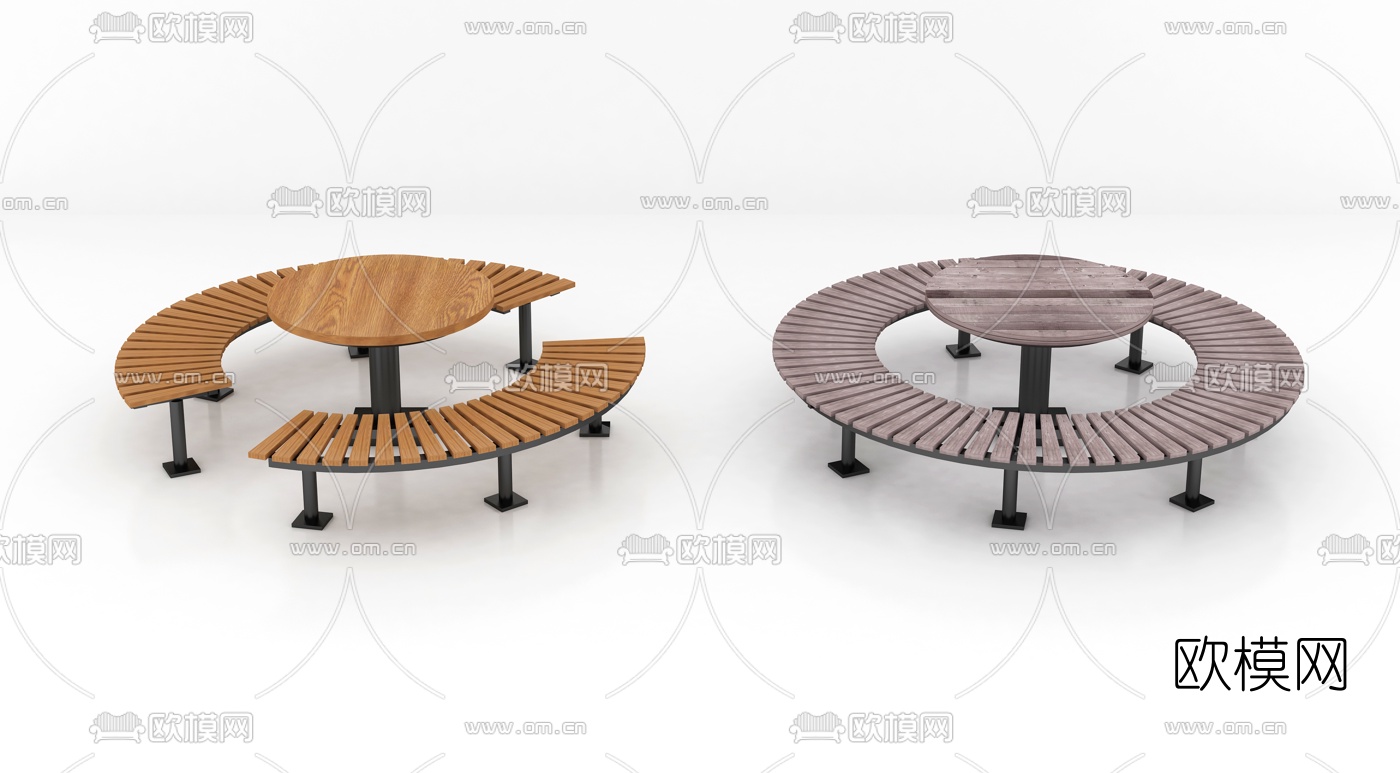现代户外公园休闲桌椅3d模型下载