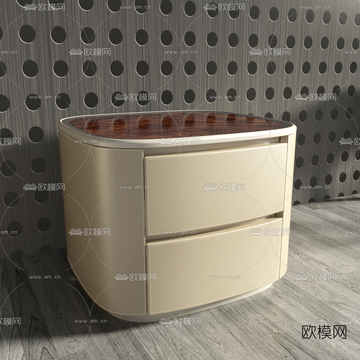 宾利现代实木床头柜组合3D模型下载（渲染图5）
