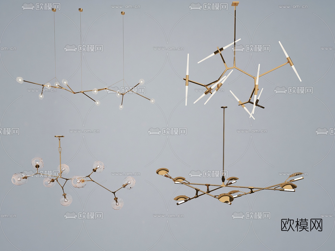 北欧金属吊灯组合3d模型下载