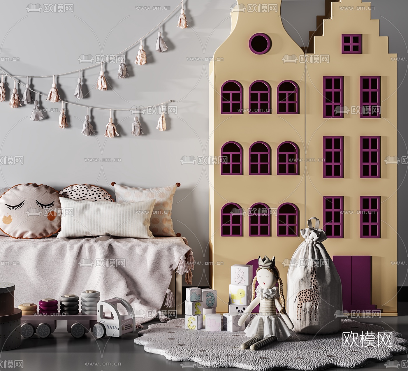 现代儿童玩具装饰挂件组合3d模型