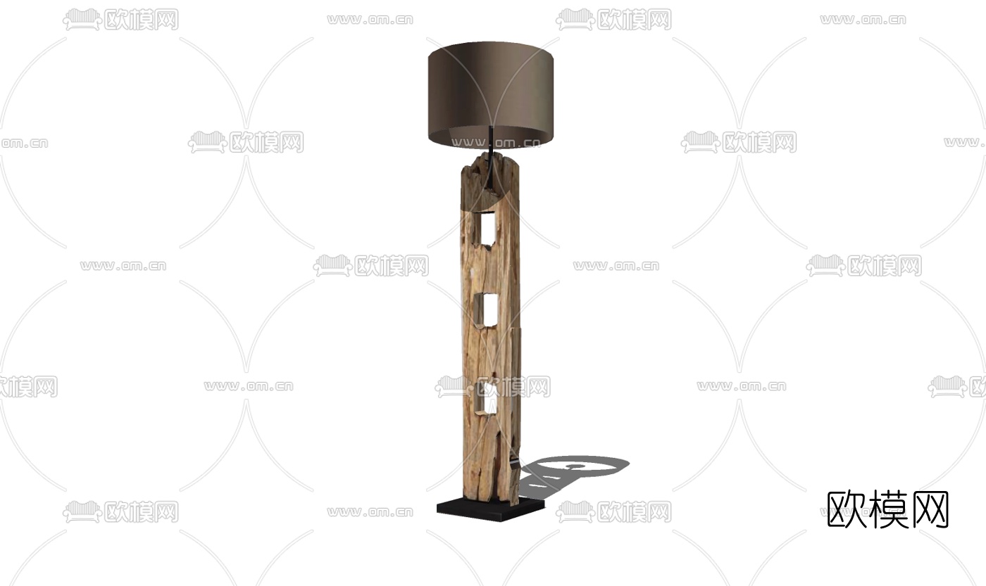 自然风原木落地灯免费su模型下载