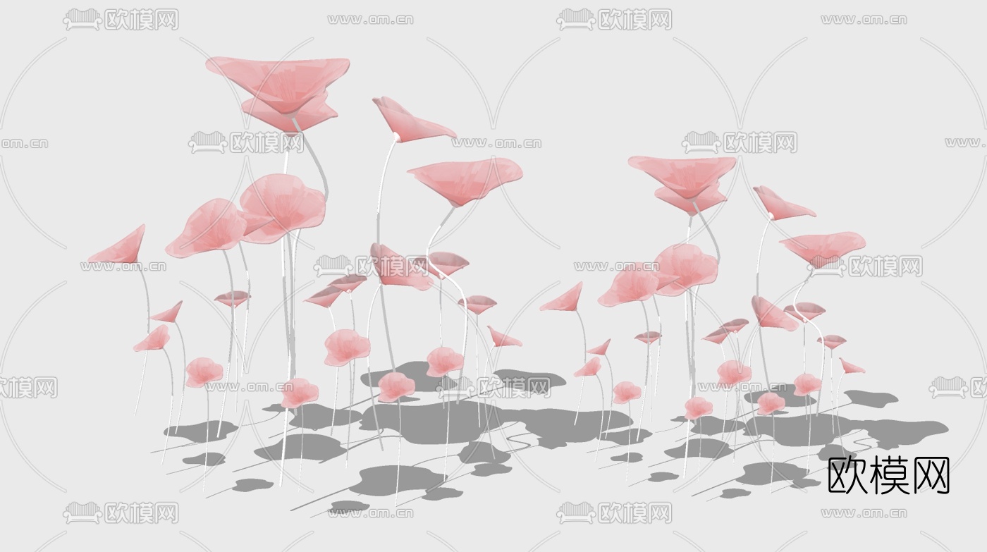 新中式荷花荷叶雕塑su模型下载