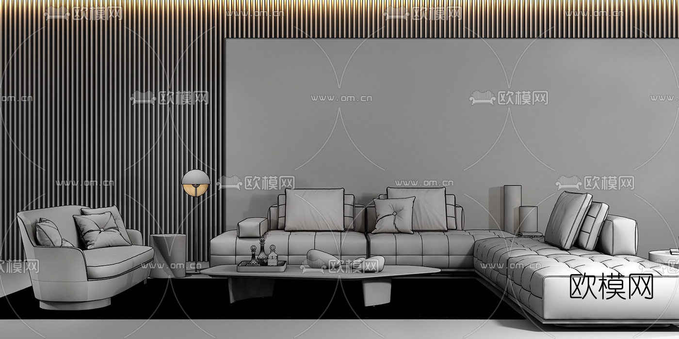 后现代沙发组合3d模型下载（渲染图2）