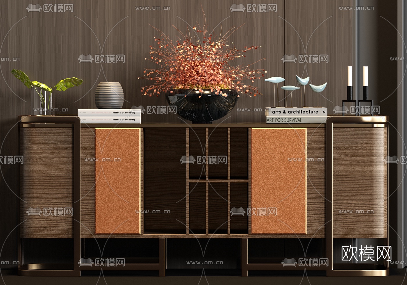 现代轻奢端景柜3d模型