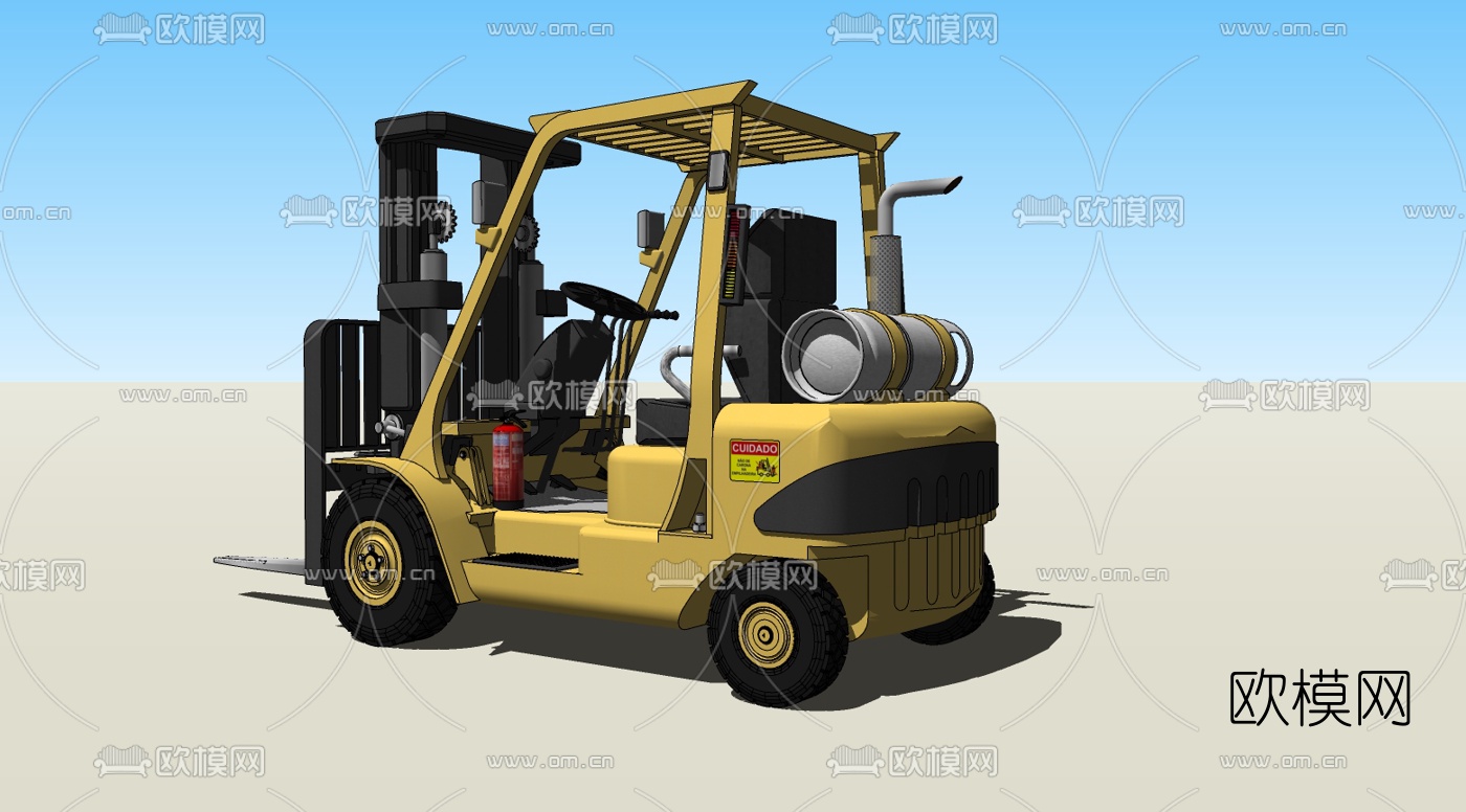 现代叉车免费su模型下载（渲染图2）