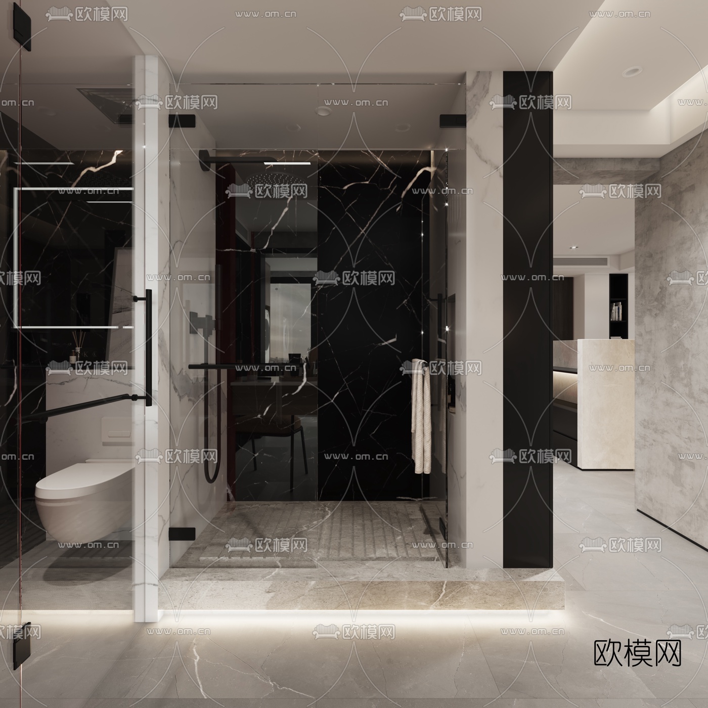 现代简约客厅餐厅3d模型