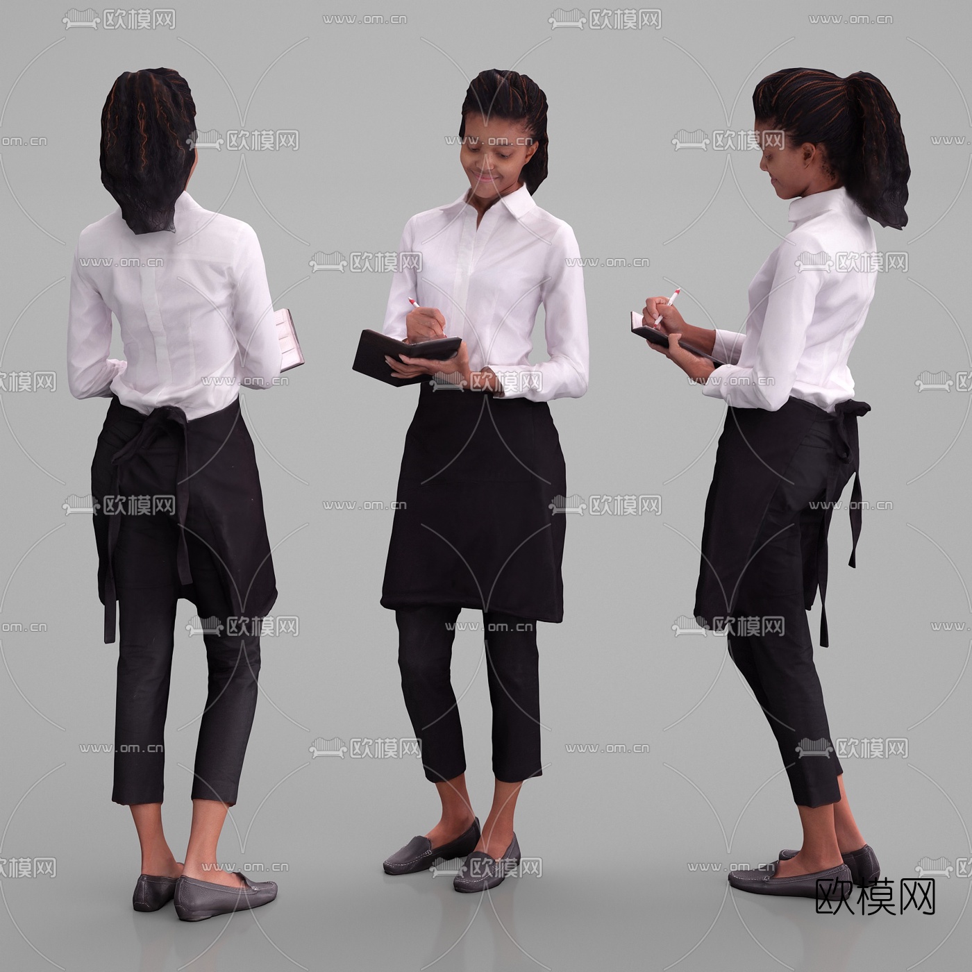 现代餐厅服务生3d模型下载