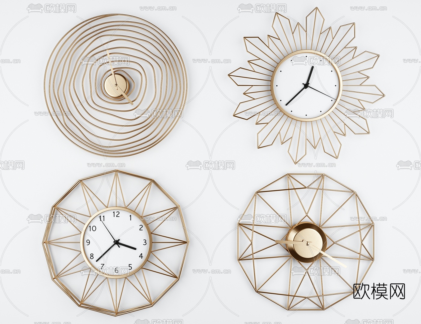 现代金属创意挂钟3d模型下载