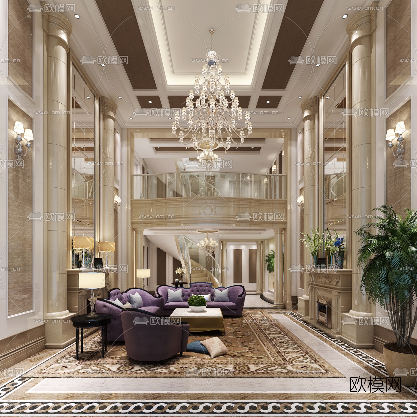 欧式别墅客厅3D模型下载