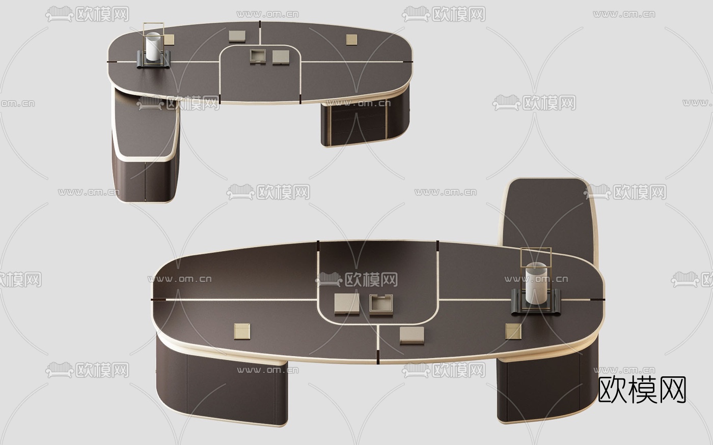 欧式大班台办公桌3d模型下载