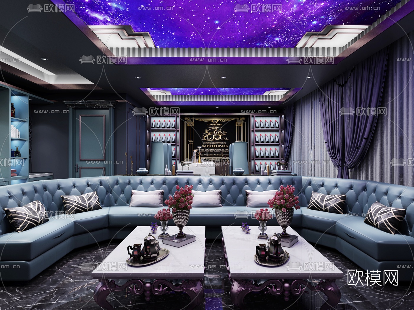 简欧KTV包间3d模型下载（渲染图2）