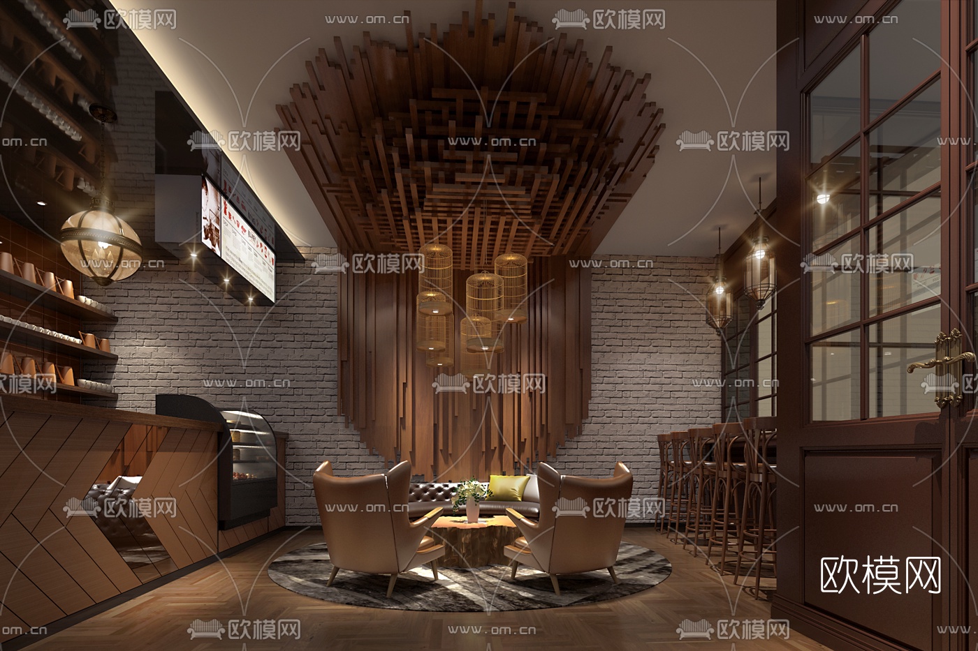 简欧咖啡厅3d模型