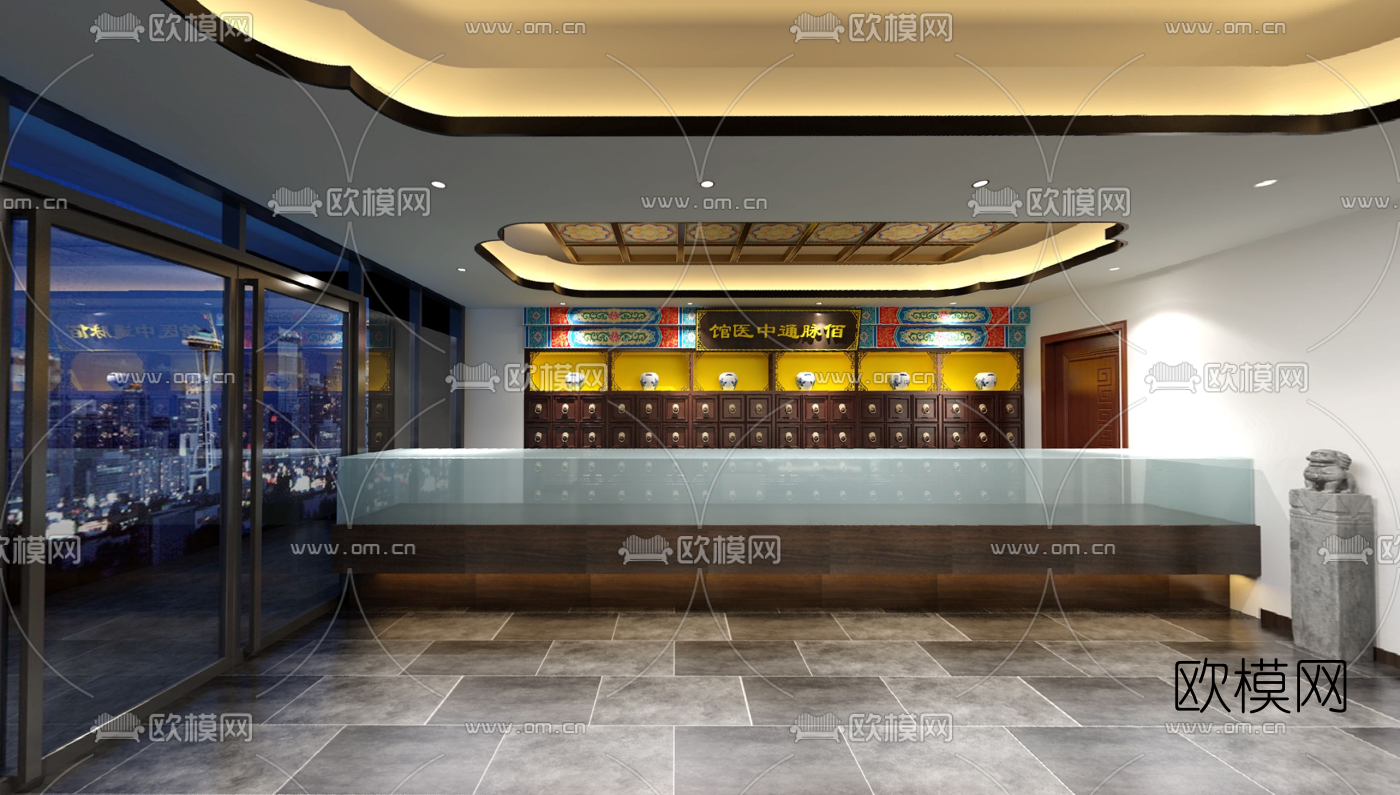 新中式中医疗养馆会所免费3d模型