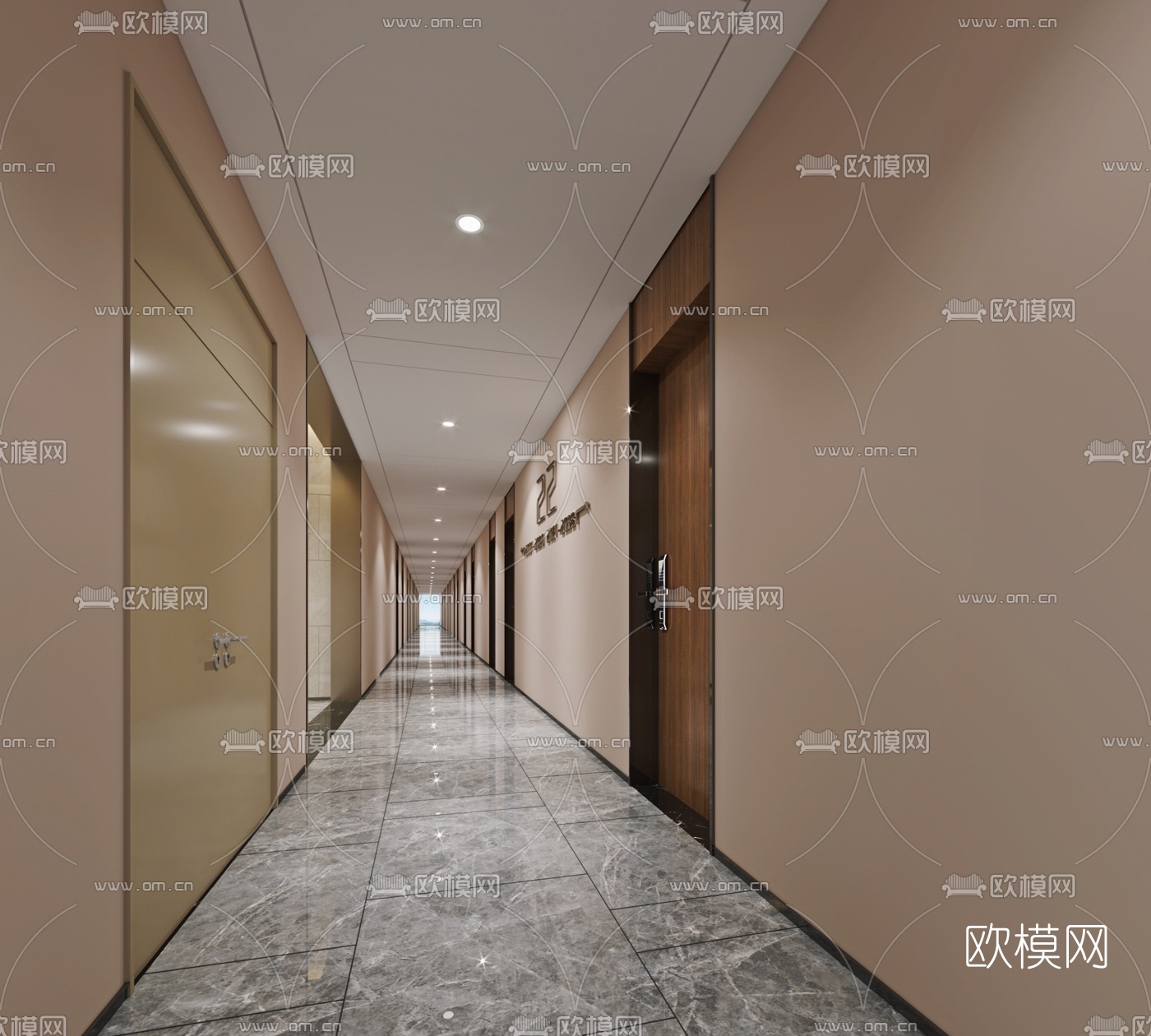 现代电梯走廊3d模型下载（渲染图2）