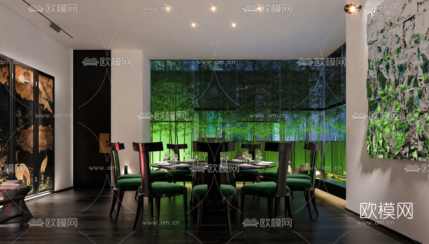 新中式轻奢包房3d模型