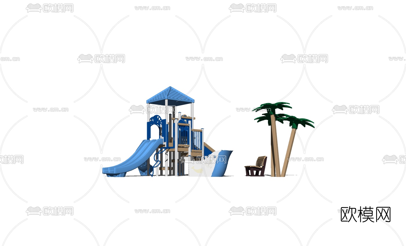 现代儿童滑梯免费su模型下载