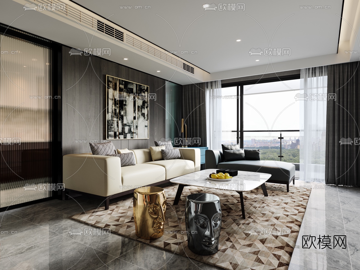 力设计新作现代客厅餐厅3d模型下载（渲染图5）
