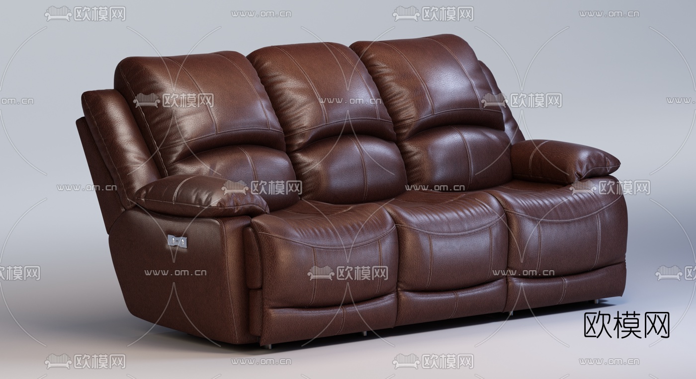 现代皮革休闲沙发3d模型下载（渲染图1）