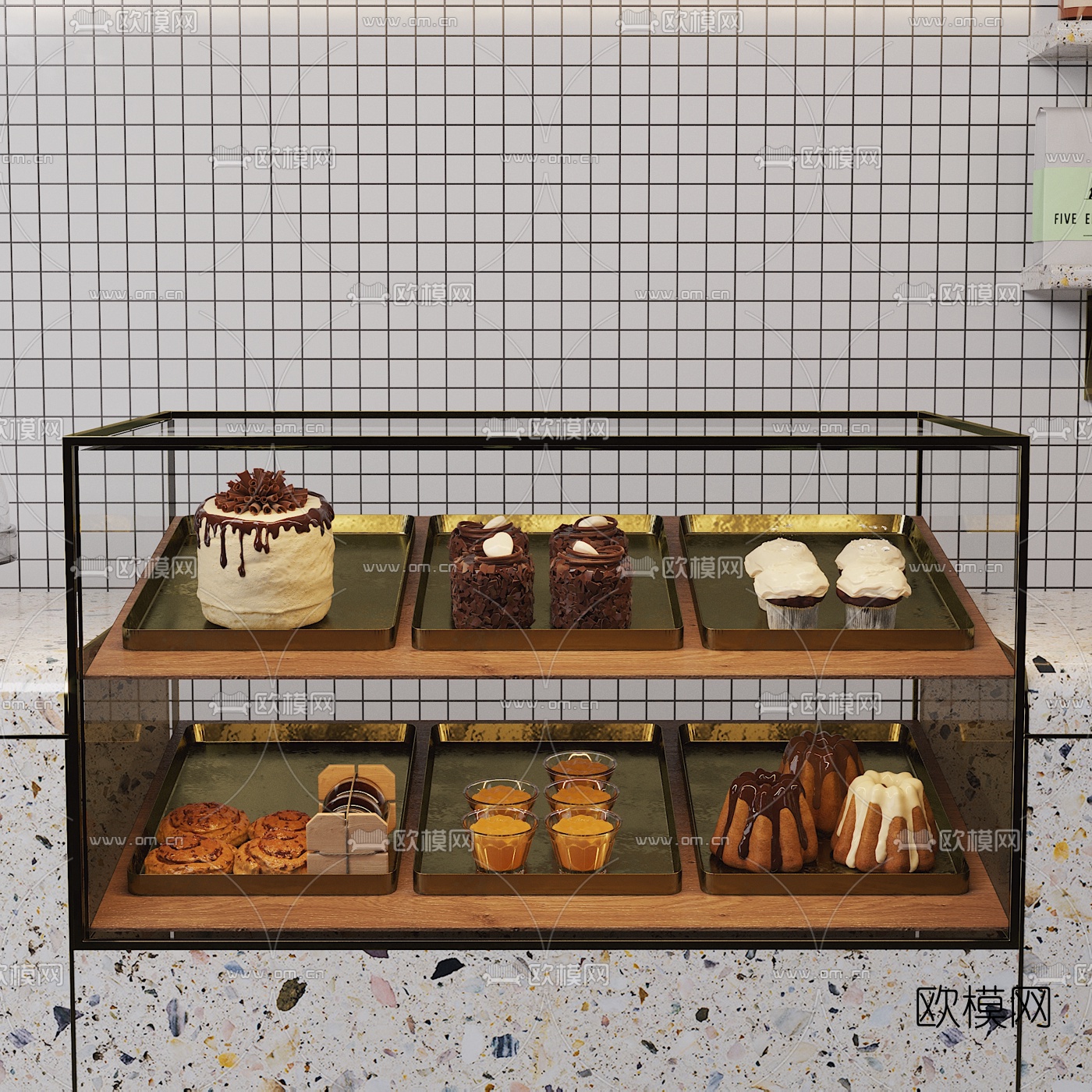 北欧咖啡店吧台3d模型下载（渲染图3）