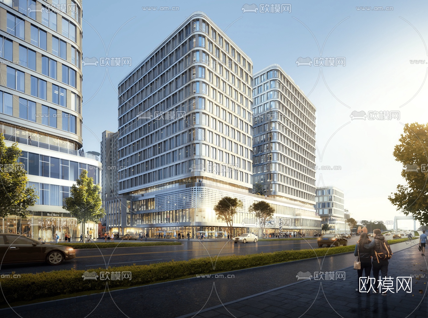 现代高层办公楼建筑外观3d模型